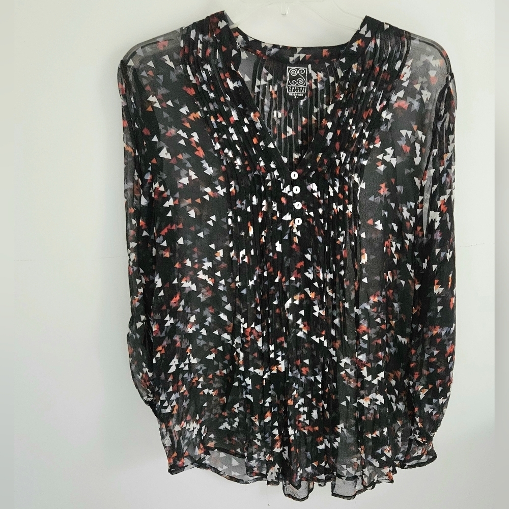 Casual Studio Semi-sheer Pullover Blouse Long Sleeve
